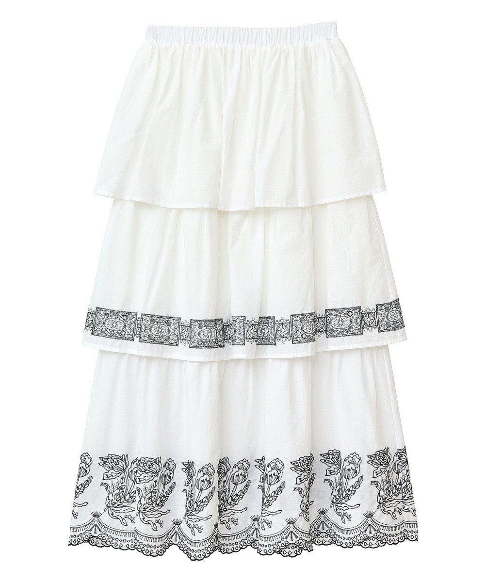 Green Parks ■ＥＳＣＡＲ　バイカラー刺繍ティアードスカート 