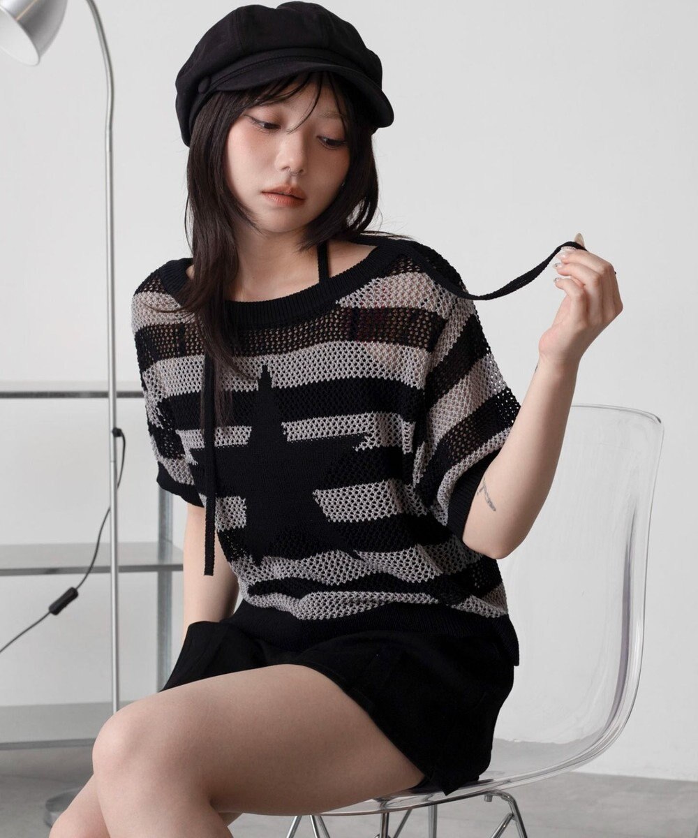 WEGO オフショルメッシュニット（S） 