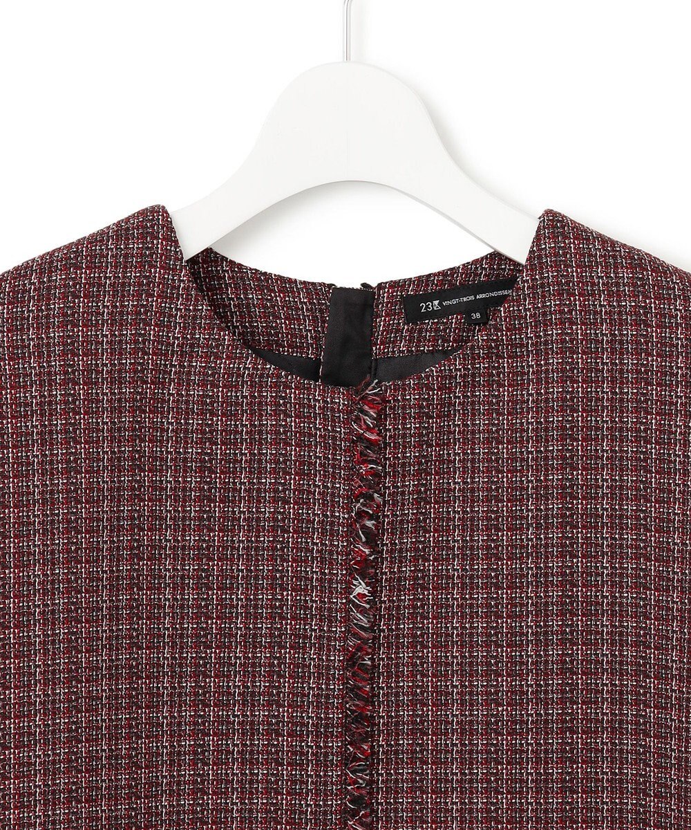 23区 【洗える】ツイーディーカラーミックス ハーフスリーブ ブラウス 