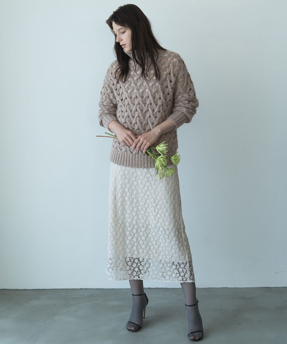 自由区 【カトリエムブーケ】Paillette mix スパンコールプルオーバーニット 