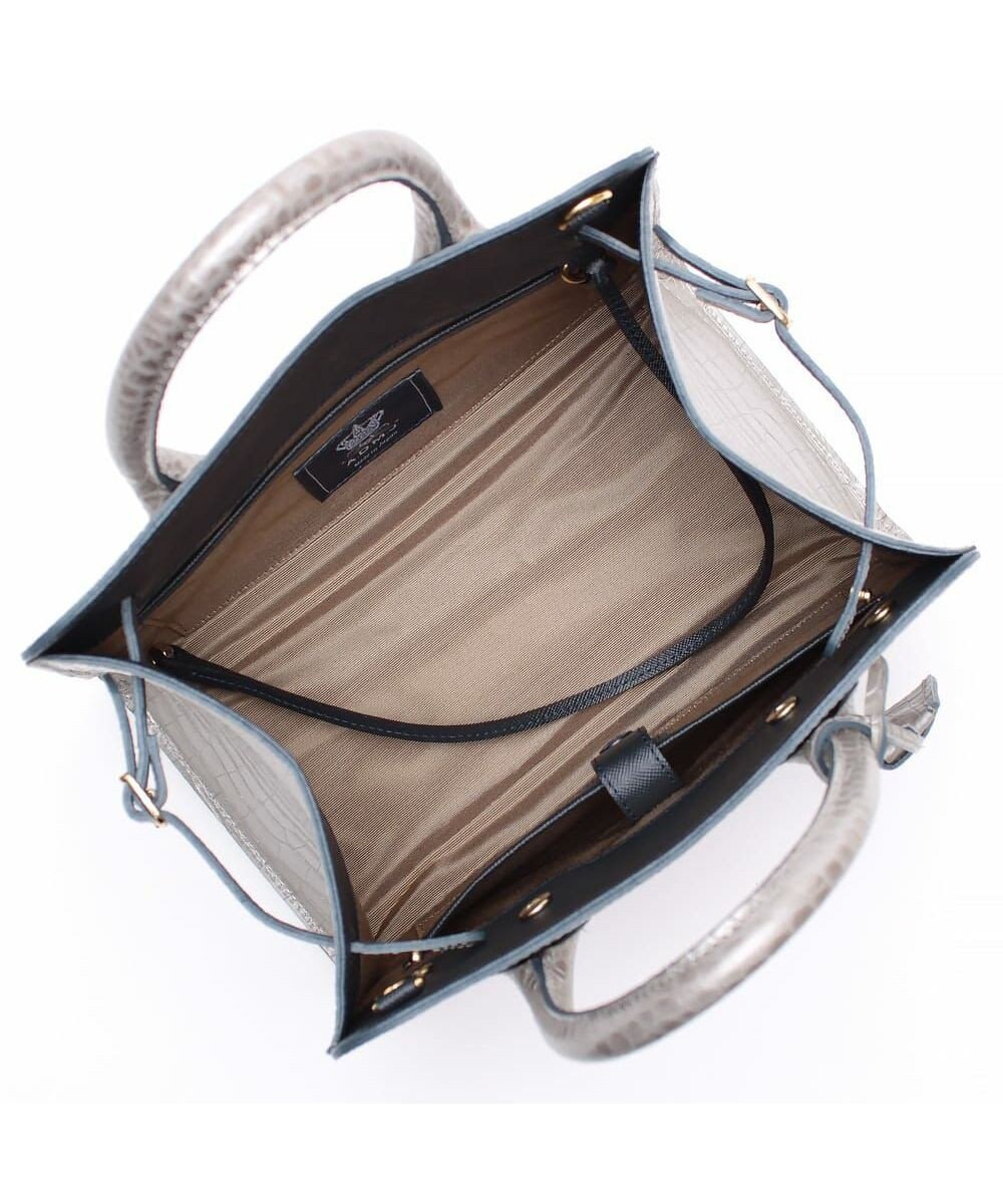 A.D.M.J. 【牛革】クロコ型押しサイドバックルトート25cm(ショルダーストラップ付) 