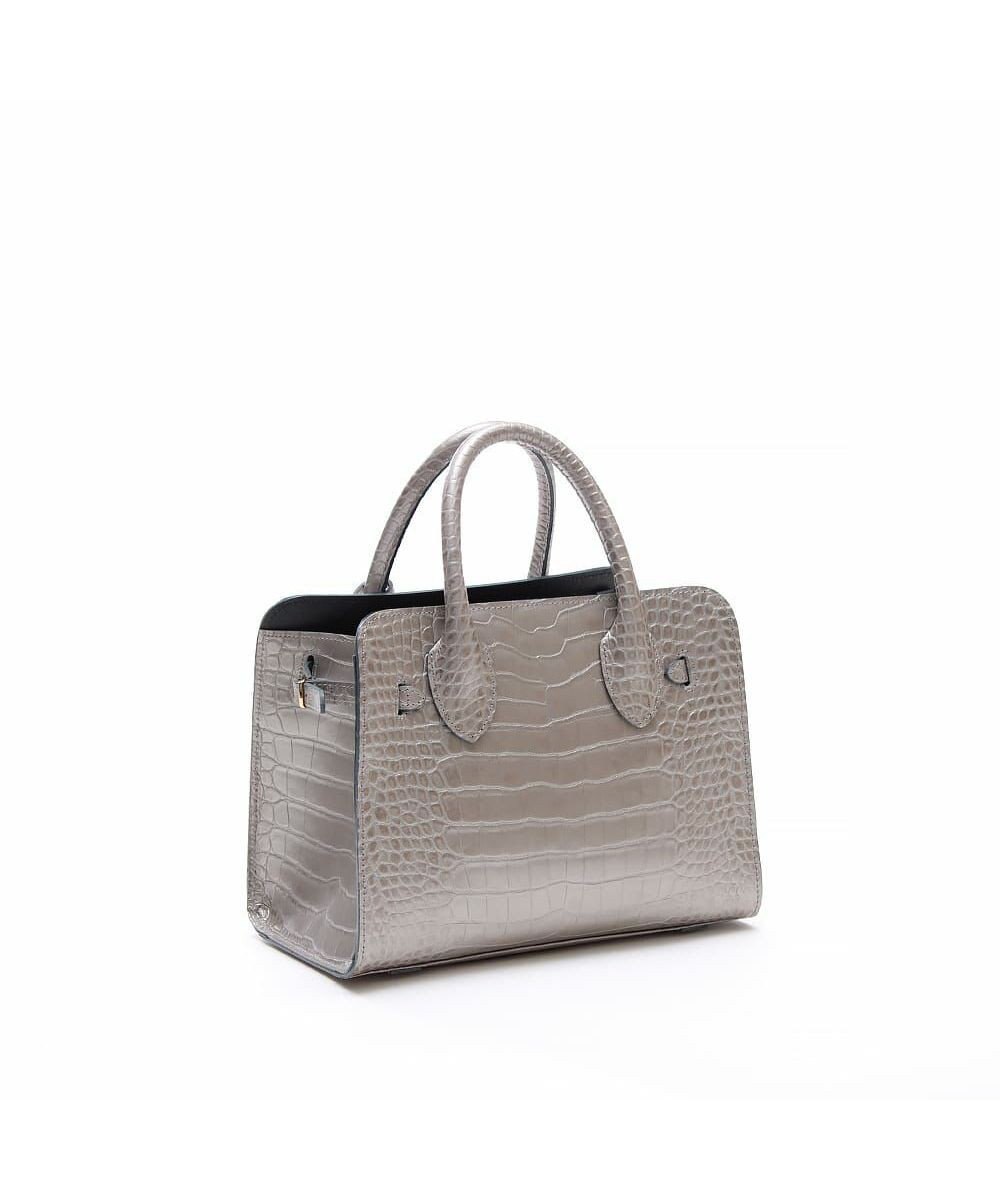 A.D.M.J. 【牛革】クロコ型押しサイドバックルトート25cm(ショルダーストラップ付) 
