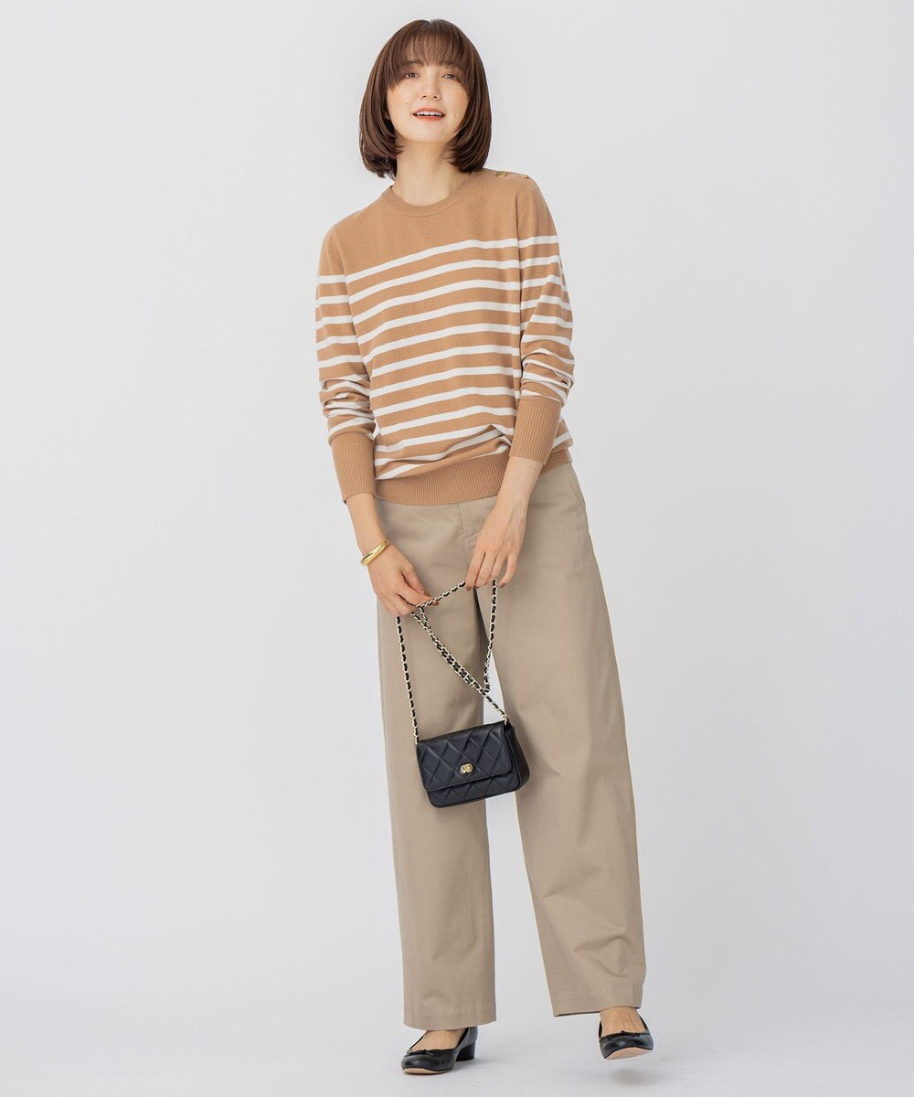 23区 L 【CLASSY.12月号掲載】セミウーステッドウール 肩ボタン ボーダー ニット 