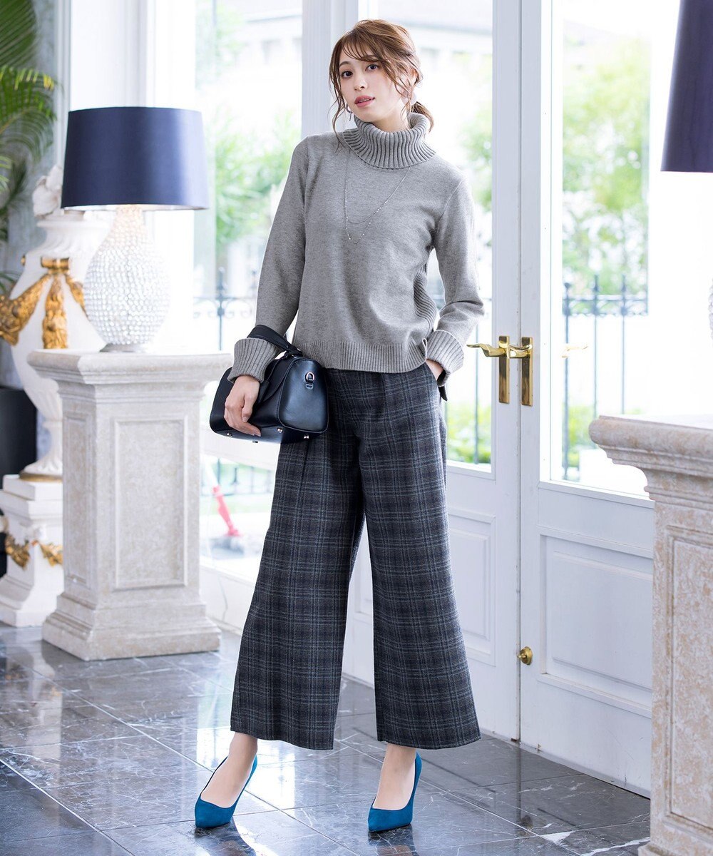 Tiaclasse L 【洗える】もっちり柔らかいリブタートルプルオーバーニット 