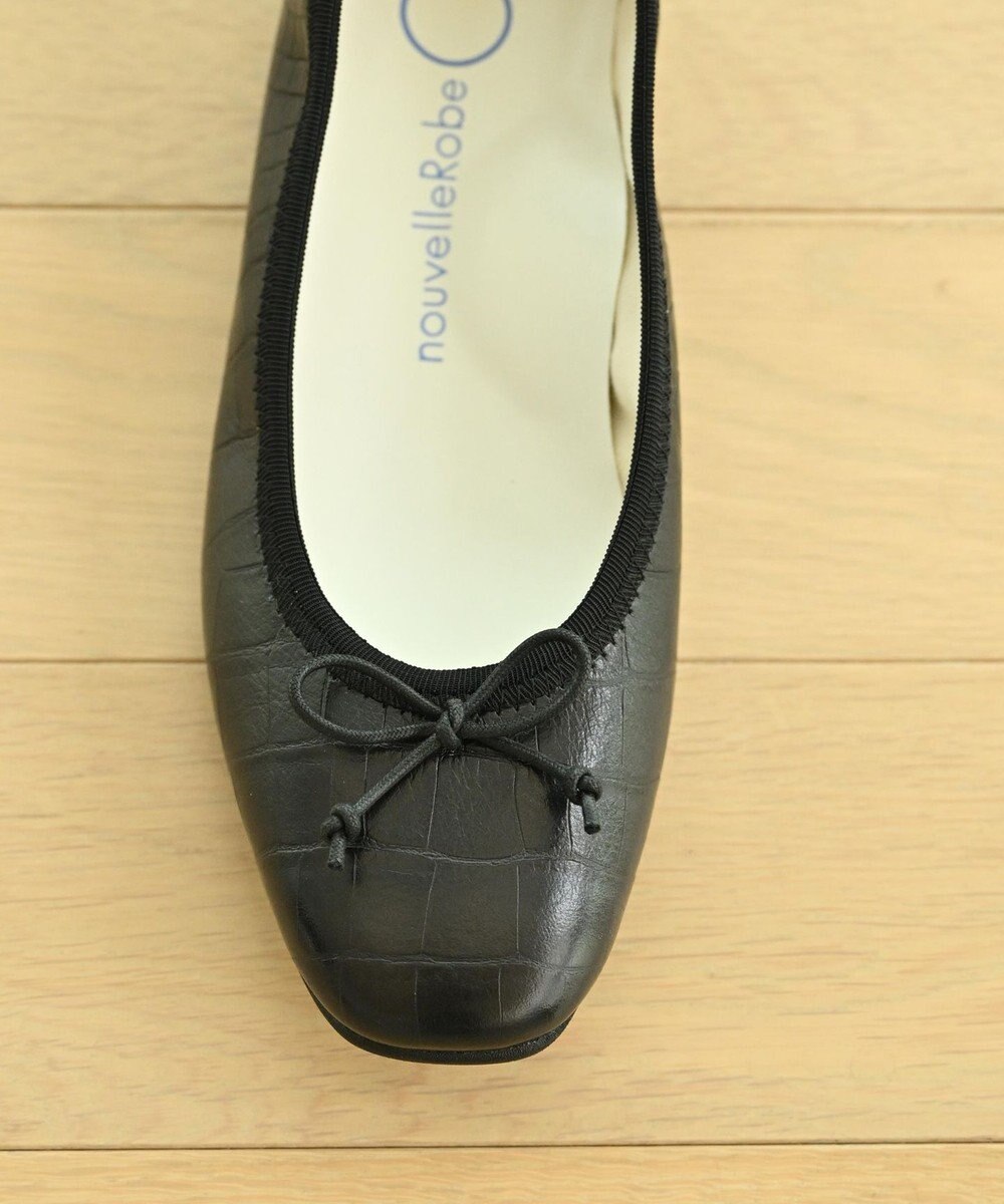 nouvelleRobe Oū 【本革・高反発】Square スクエアトゥ 型押しバレエシューズ 