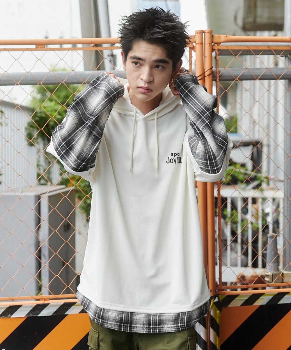 WEGO チェックレイヤードパーカー 