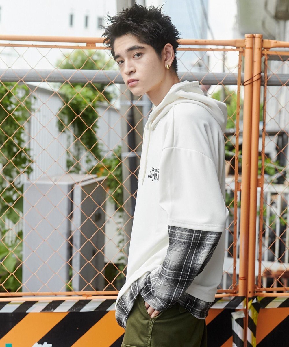 WEGO チェックレイヤードパーカー 