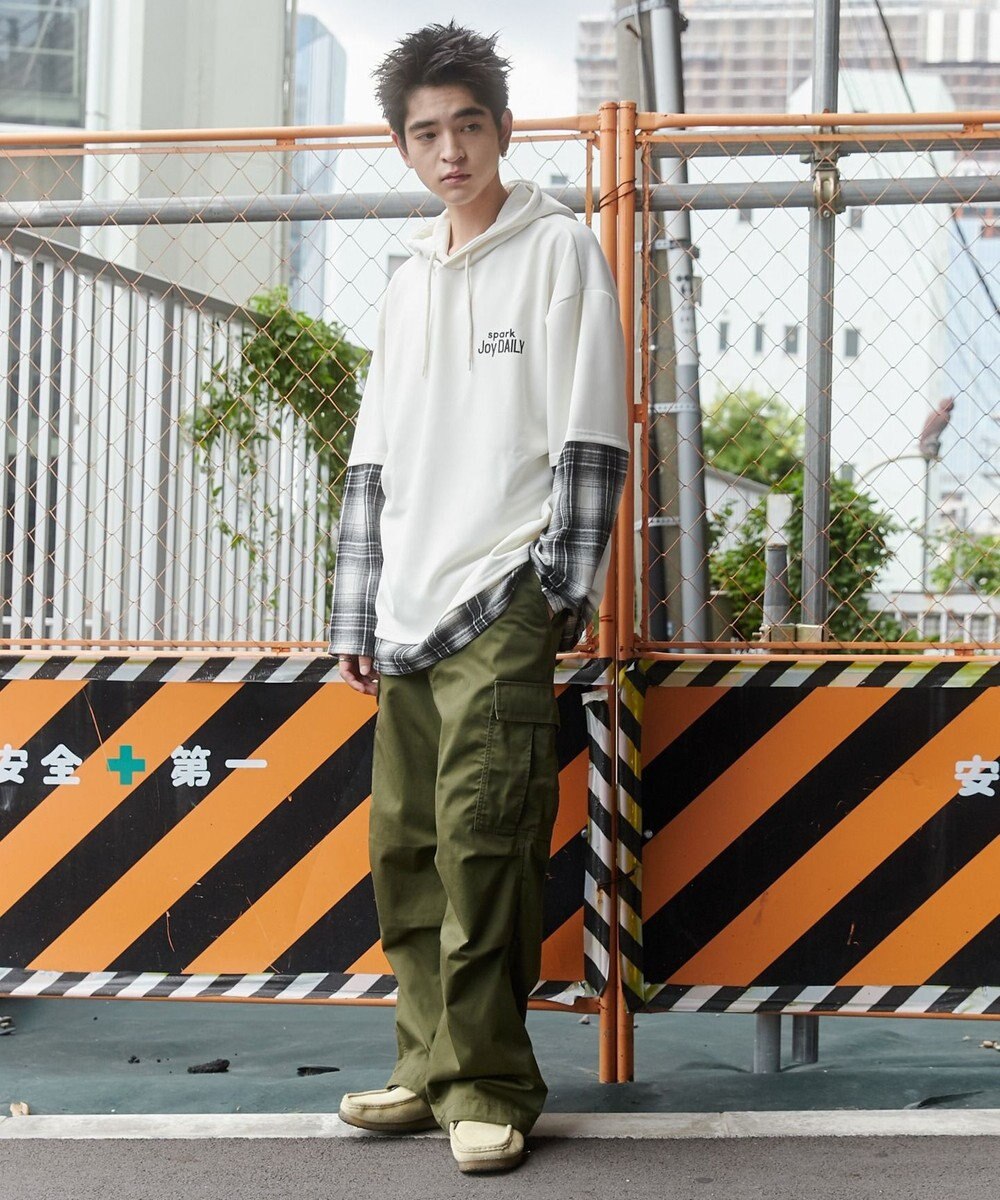 WEGO チェックレイヤードパーカー 