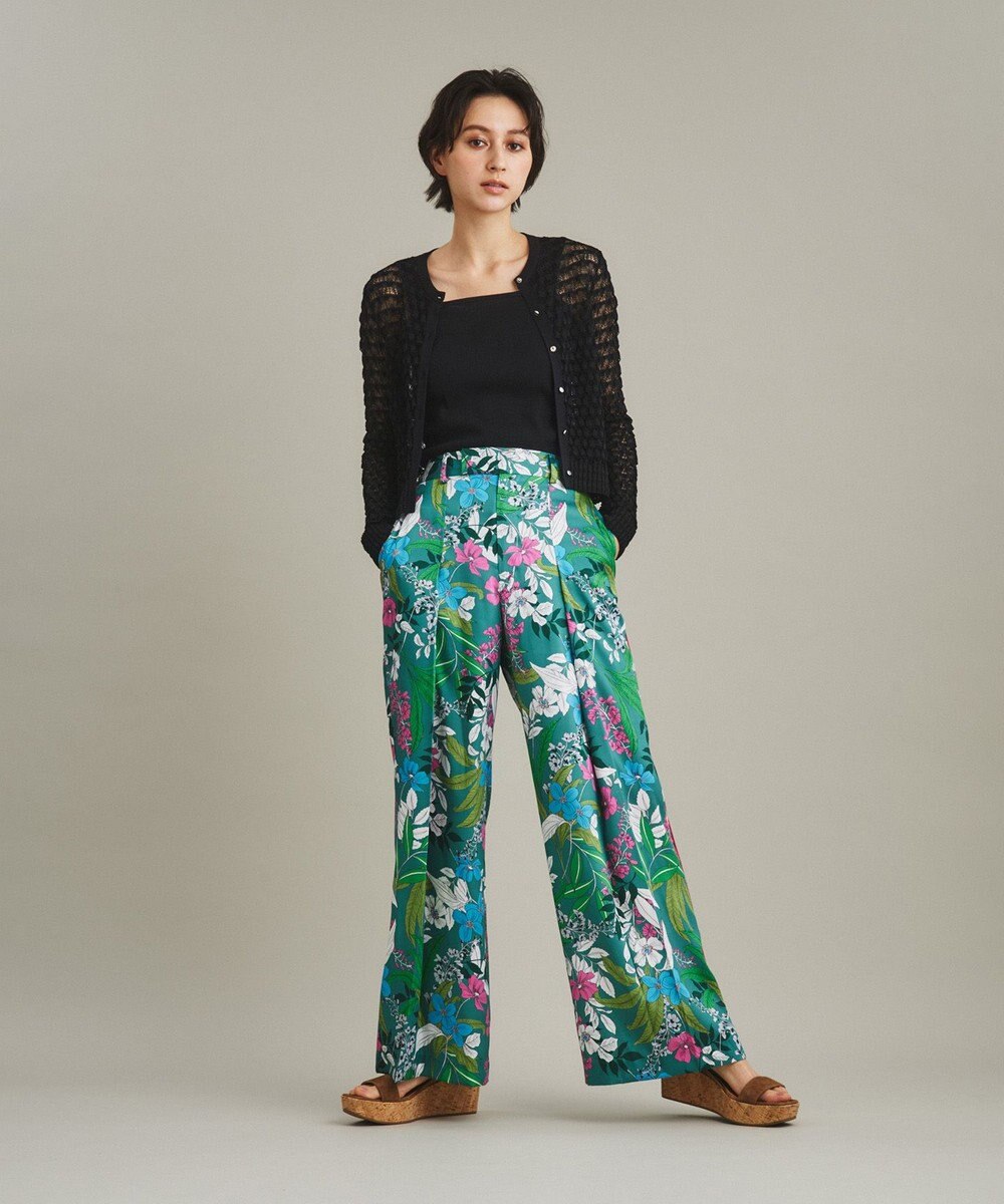 GRACE CONTINENTAL ボタニカルプリントワイドパンツ 