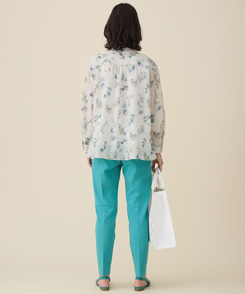 自由区 L エアリーローン花柄プリント ブラウス 