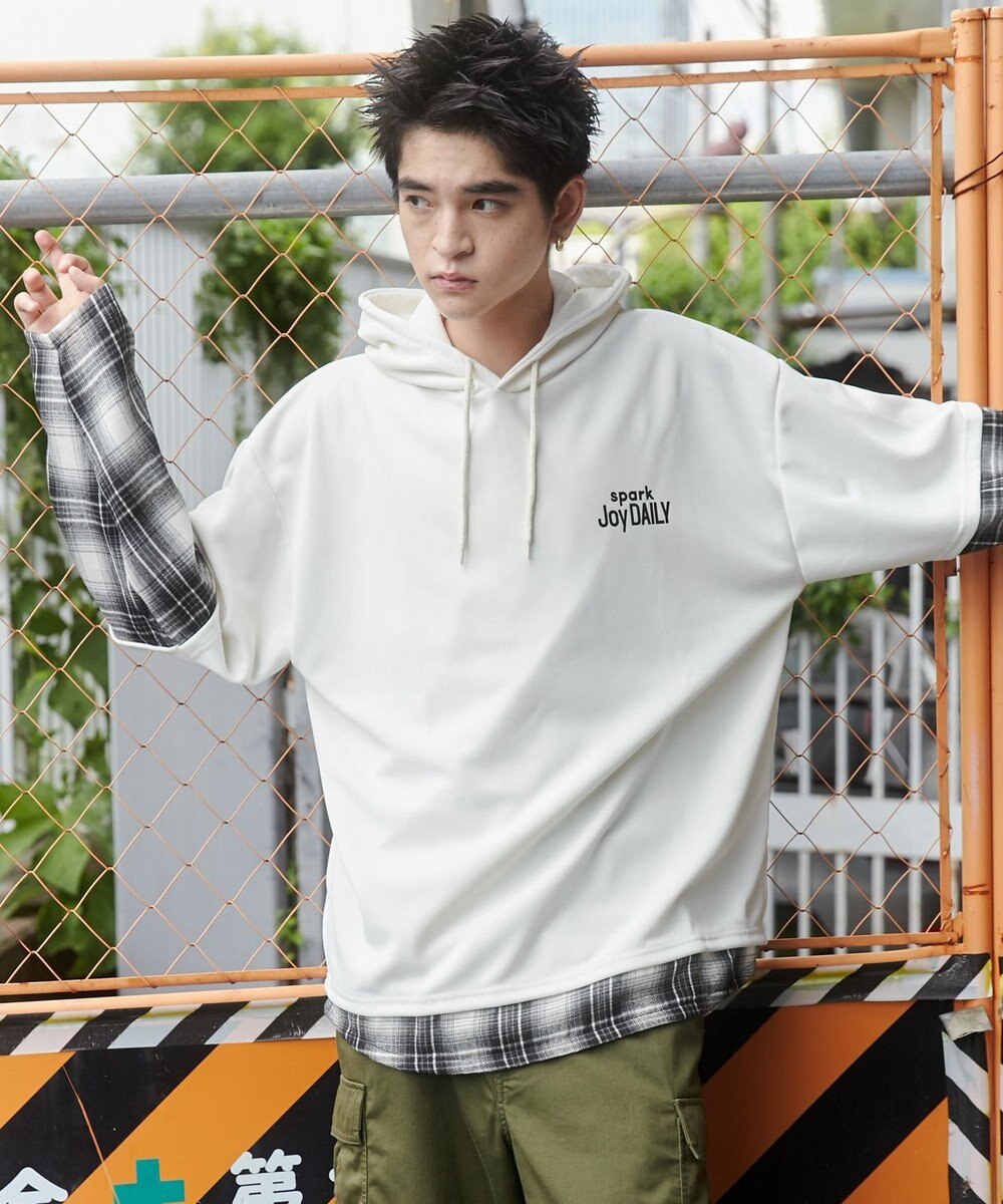 WEGO チェックレイヤードパーカー 