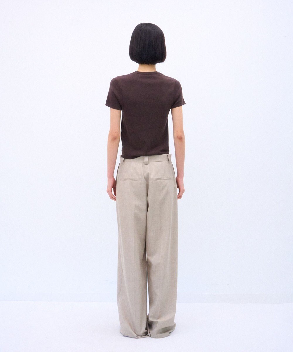 ATON WOOL SILK TWILL | タックレスワイドパンツ 