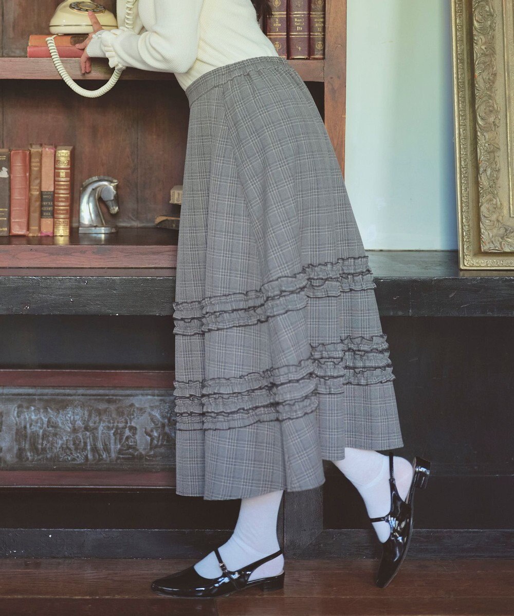 Feroux フレアギャザーチェック スカート 