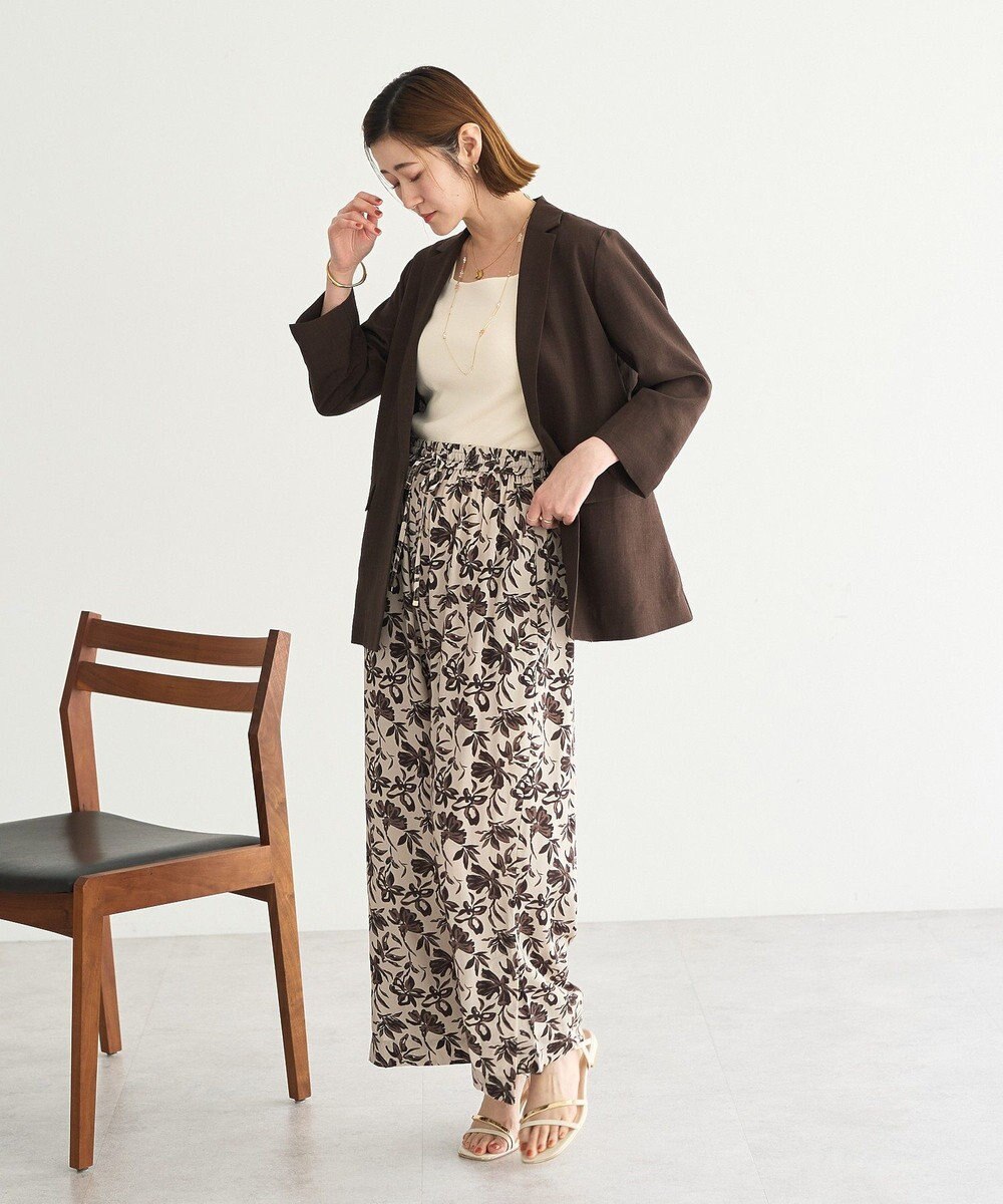 YECCA VECCA アートプリントスリットワイドパンツ 