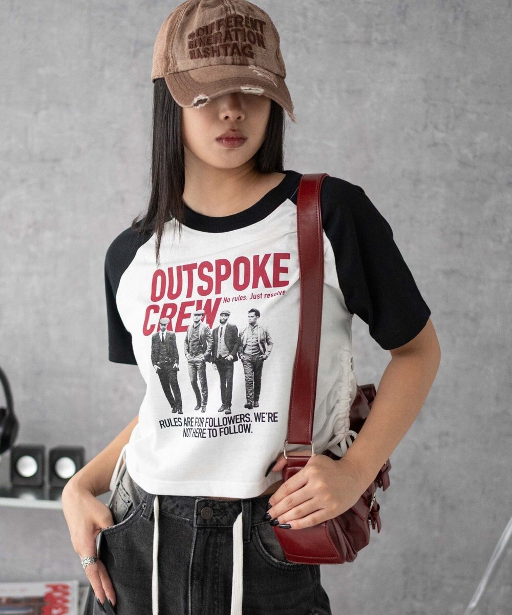 WEGO グラフィックショートサイドリボンドロストT 