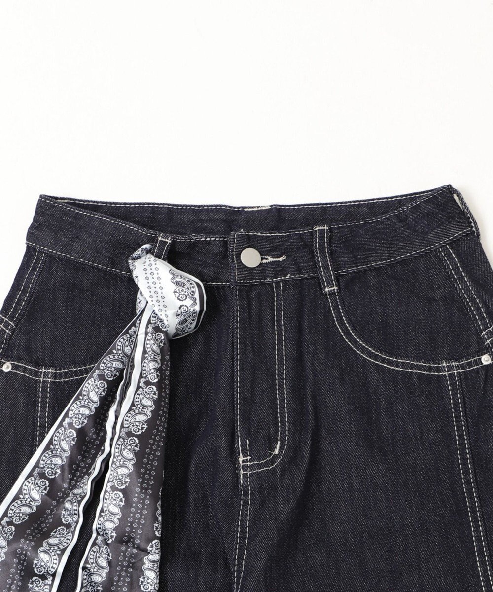 WEGO バンダナ付きリジットワイドデニム 