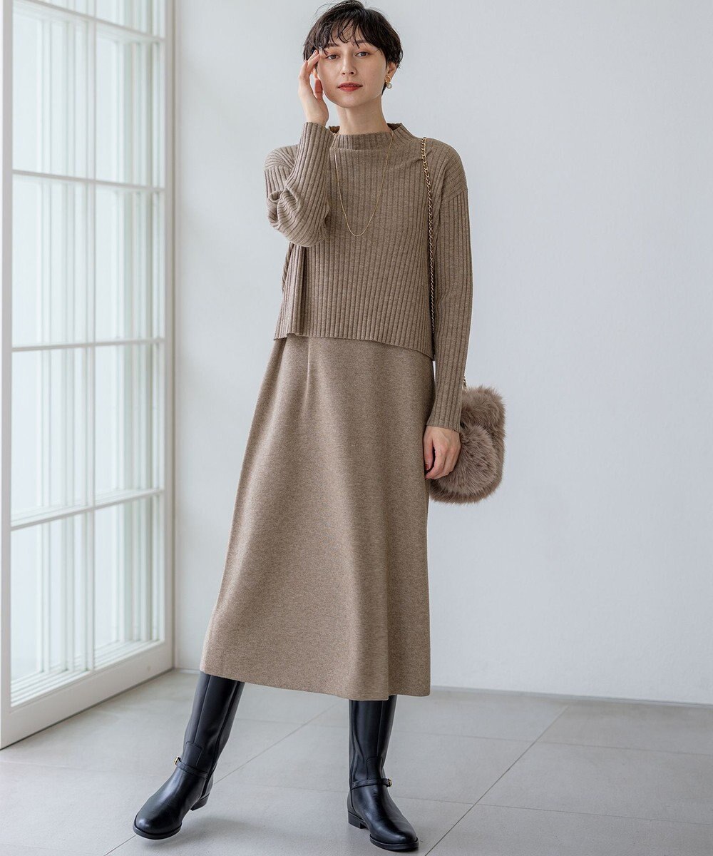 23区 L 【洗える】レイヤードニットツイン ワンピース 