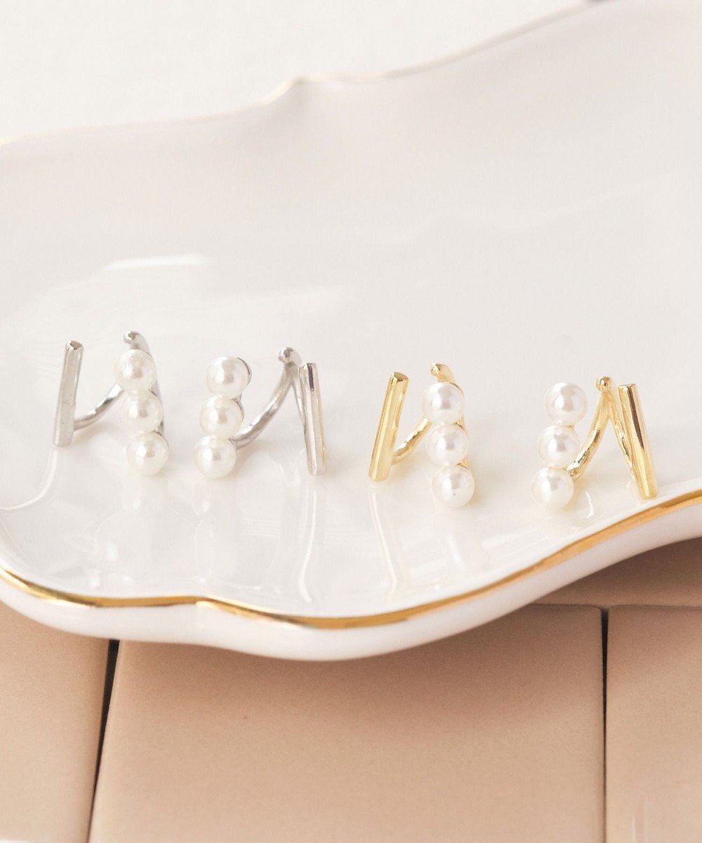 Phoebe 〈シリーズ累計販売15000点突破！〉ダブルデコレイトカフイヤリング　シルバー 