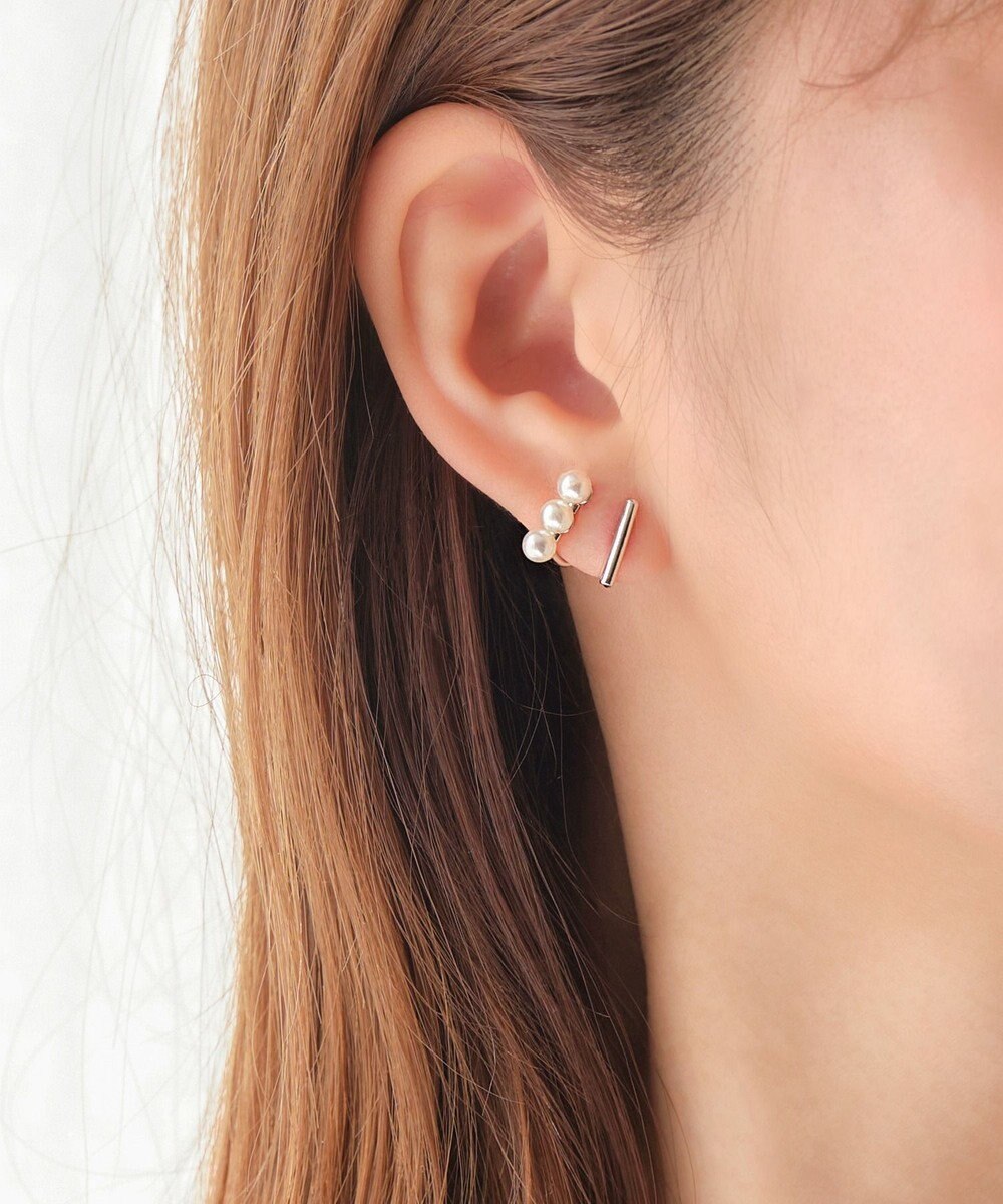 Phoebe 〈シリーズ累計販売15000点突破！〉ダブルデコレイトカフイヤリング　シルバー 