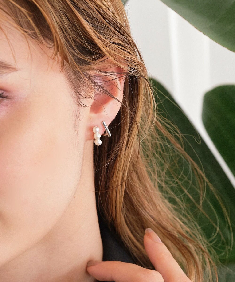 Phoebe 〈シリーズ累計販売15000点突破！〉ダブルデコレイトカフイヤリング　シルバー 