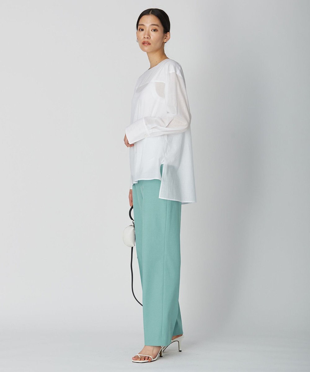 ICB 【洗える】テンセルコットンローン スクエアネックブラウス 