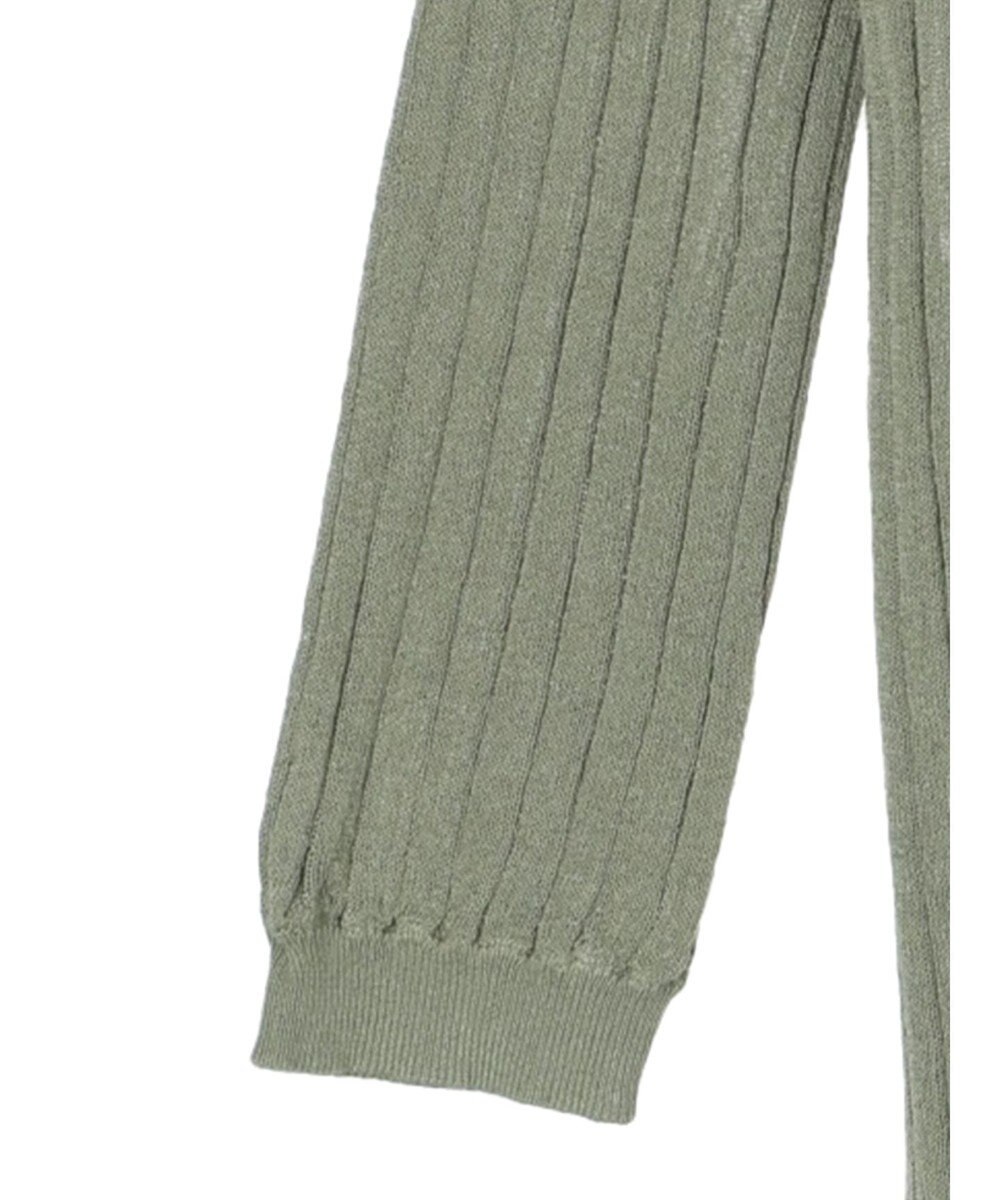 Green Parks 推しニット　リブ編みミドル丈カーディガン 