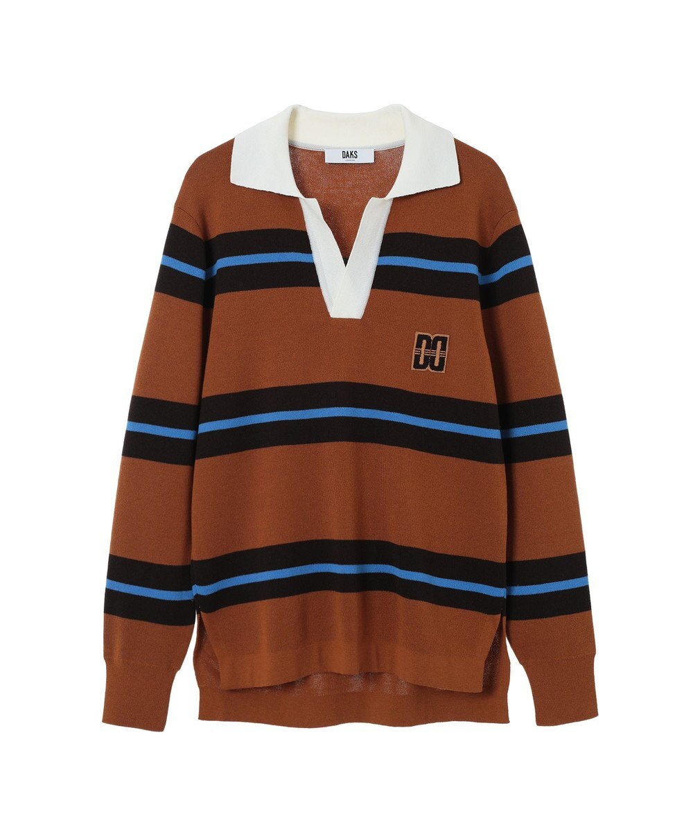 DAKS Vネックボーダーニットトップス 