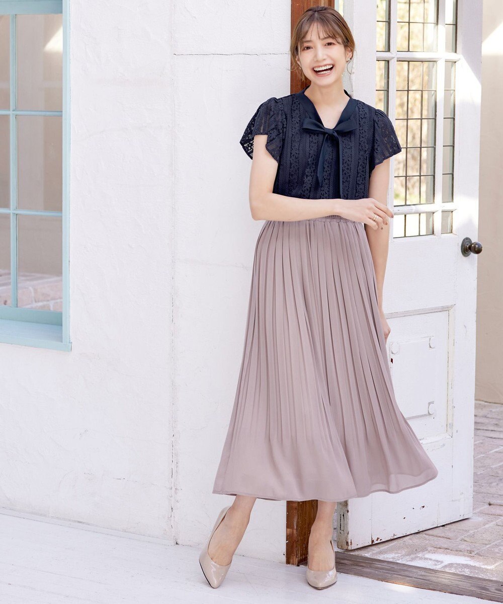 Tiaclasse L 【洗える/ウエストゴム】 ジョーゼットプリーツスカート 