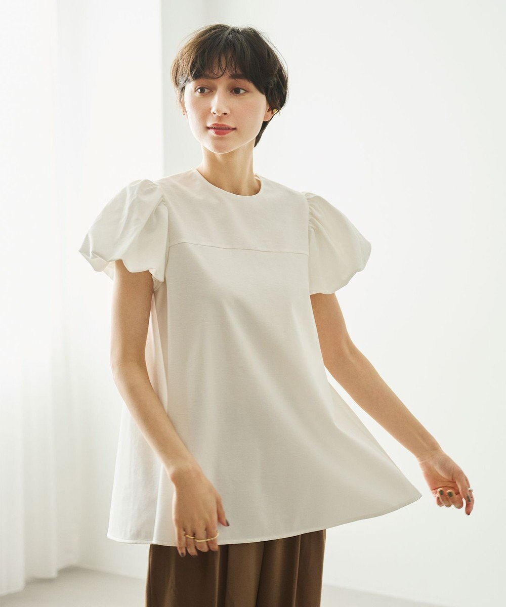 #Newans 【洗える】Aラインパフスリーブカットソー 