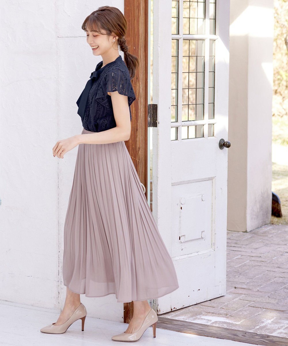 Tiaclasse L 【洗える/ウエストゴム】 ジョーゼットプリーツスカート 