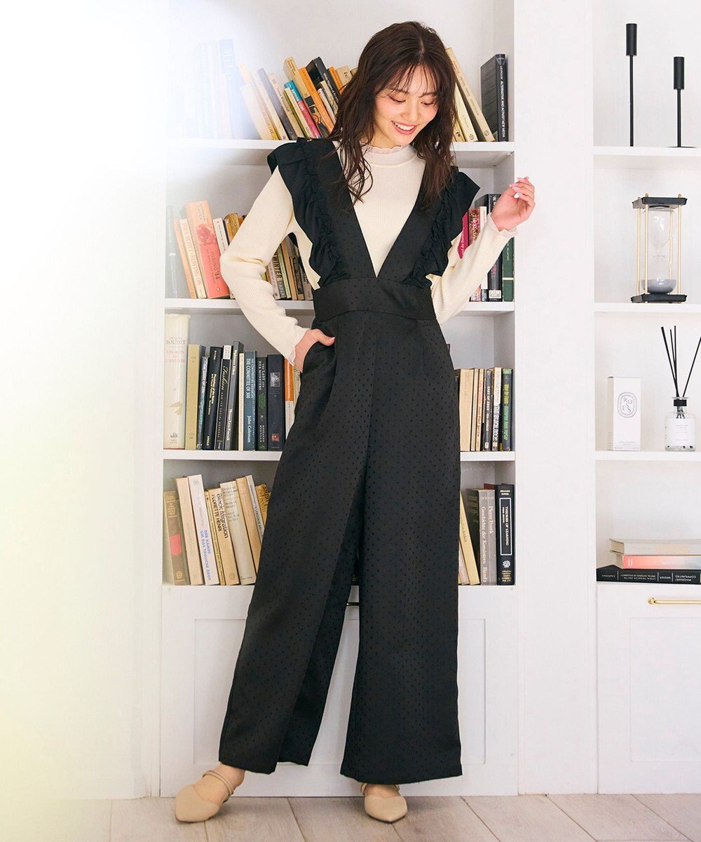 Feroux 【大好評につき追加生産決定！】フリルショルダードット サロペット 