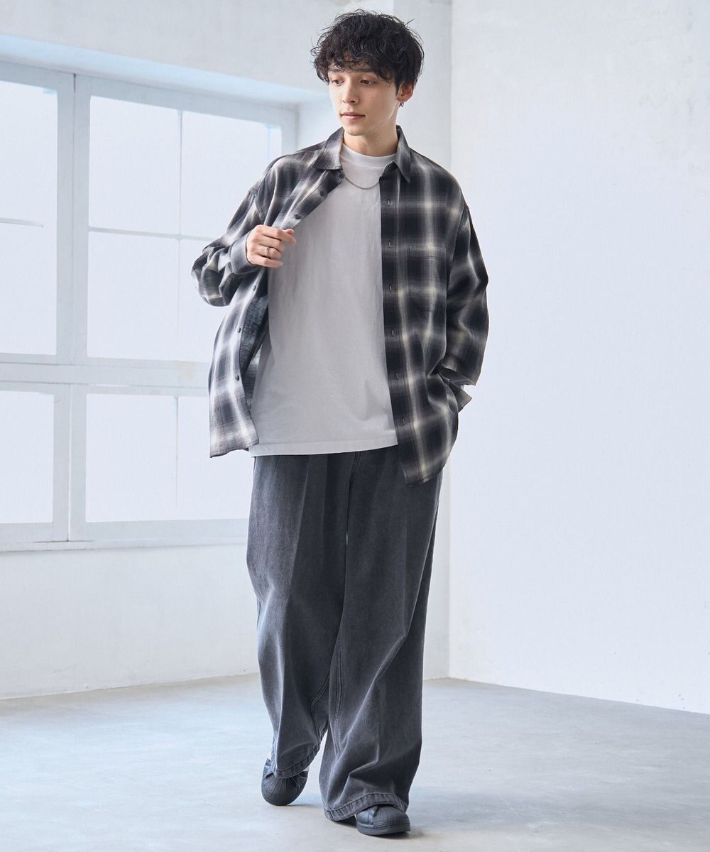 WEGO 【ウエストゴム】スーパーバギーデニムスラックス 