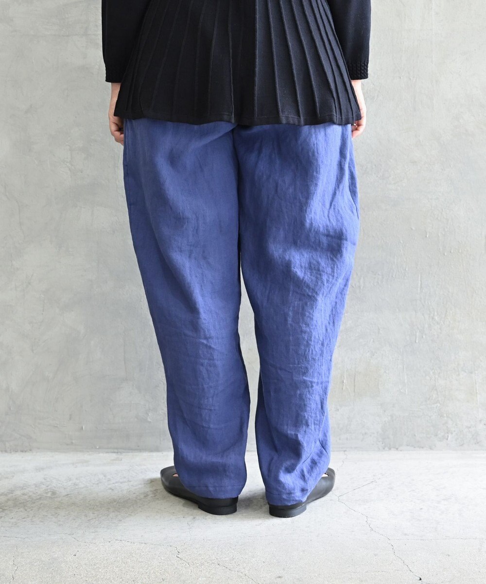 muuc 〈高品質ベルギーリネン100%〉ウエストゴムあり タックデザインスラックスパンツ 