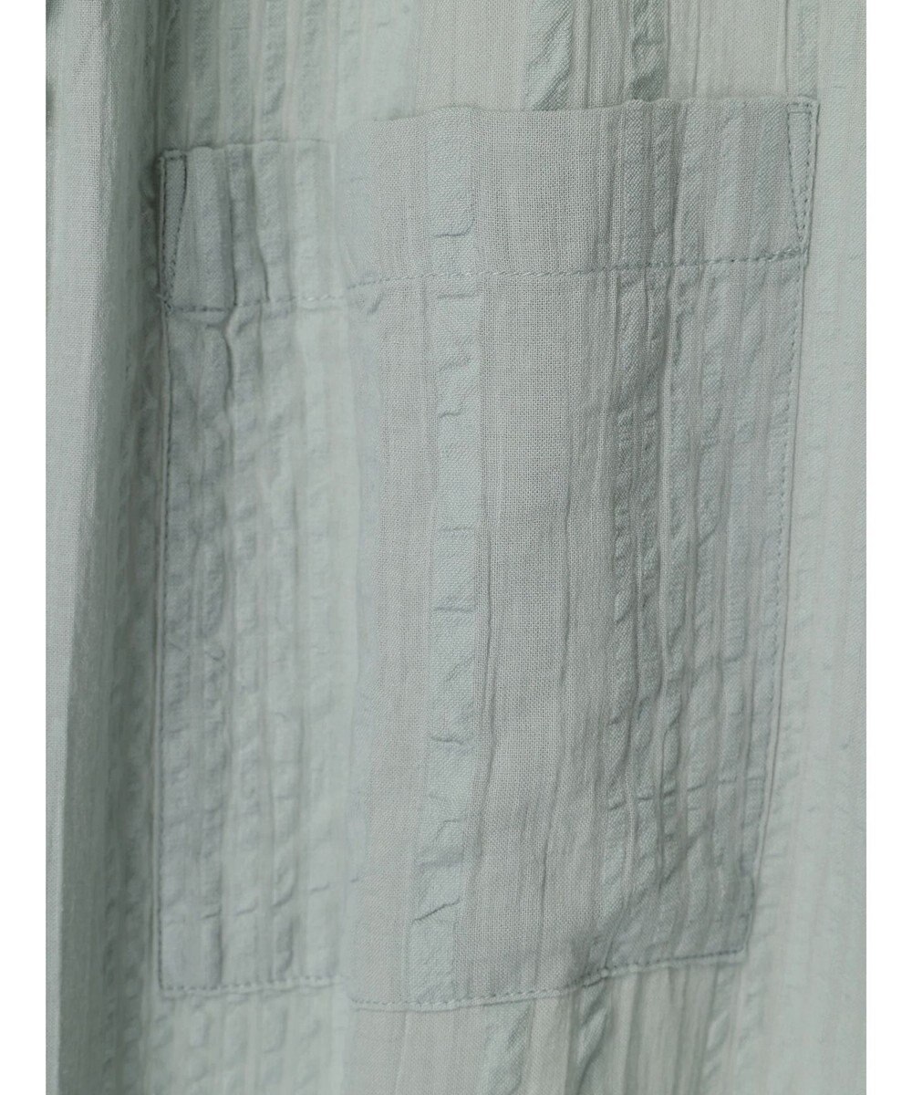 Green Parks インド綿  バンドカラーデザイン５分袖シャツ 