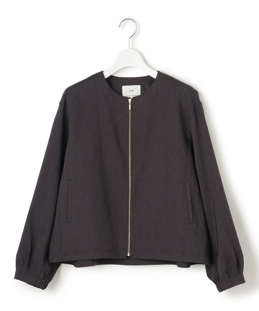 23区 L 【洗える】リネンレーヨンストレッチ ブルゾン 