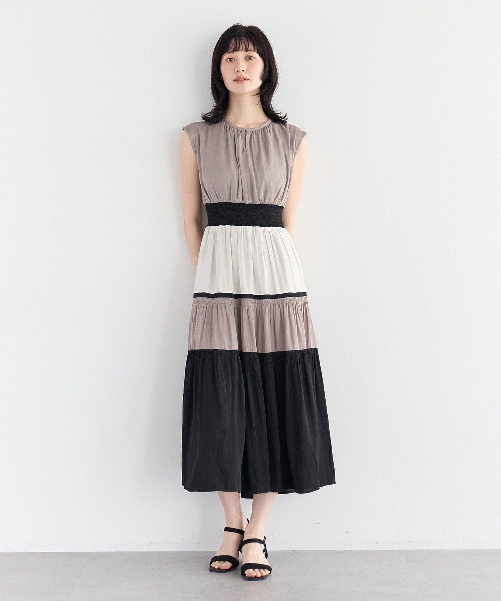 YECCA VECCA マルチカラーシャーリングワンピース 