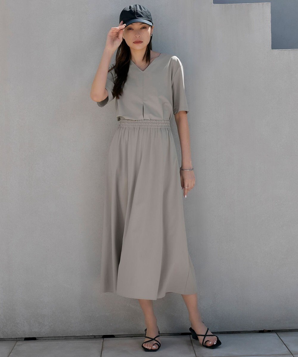 ICB 【接触冷感・UVカット・速乾・洗える】マットスキューバ フレアスカート 