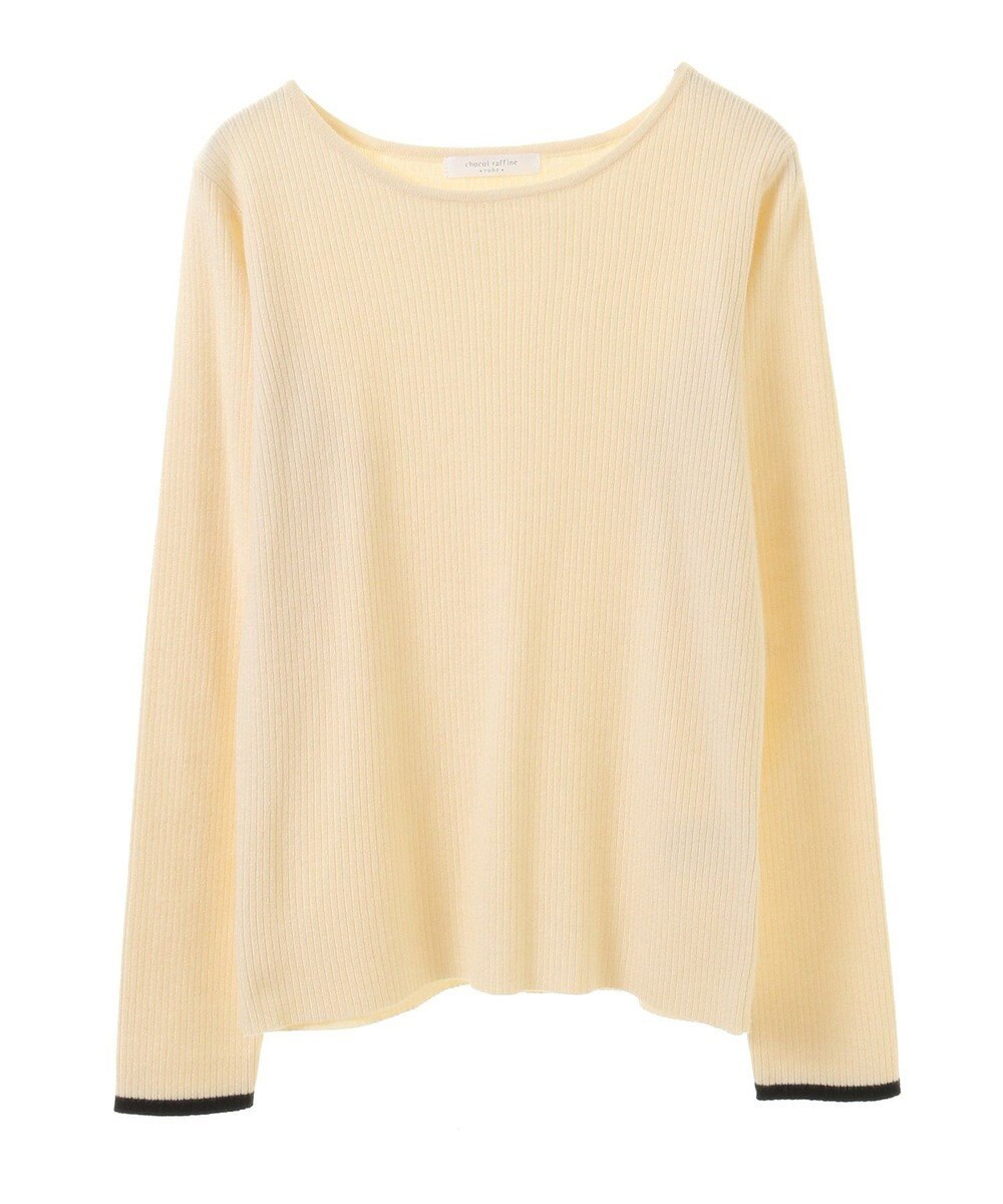 Green Parks もちっと袖配色ボートネックニットプルオーハ 