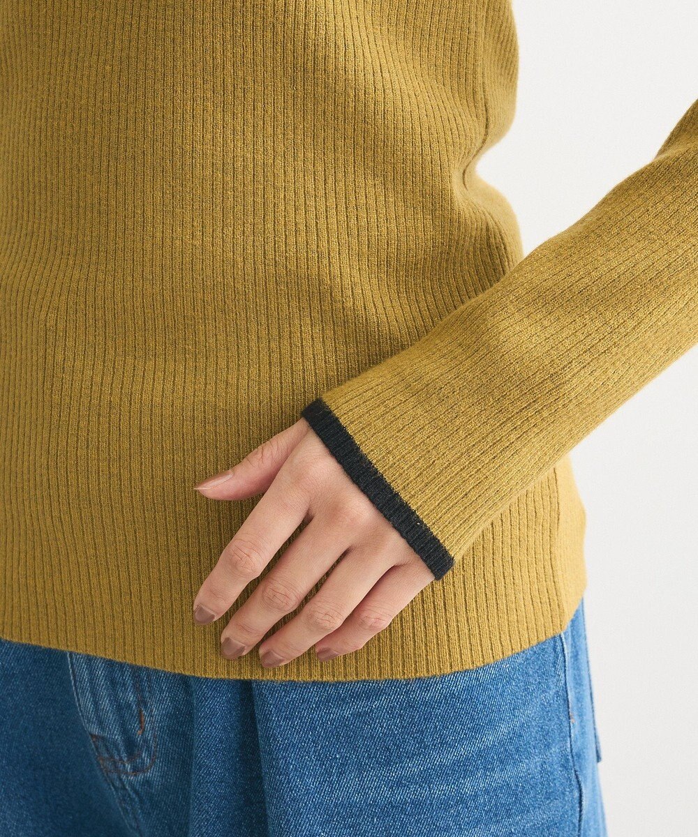 Green Parks もちっと袖配色ボートネックニットプルオーハ 
