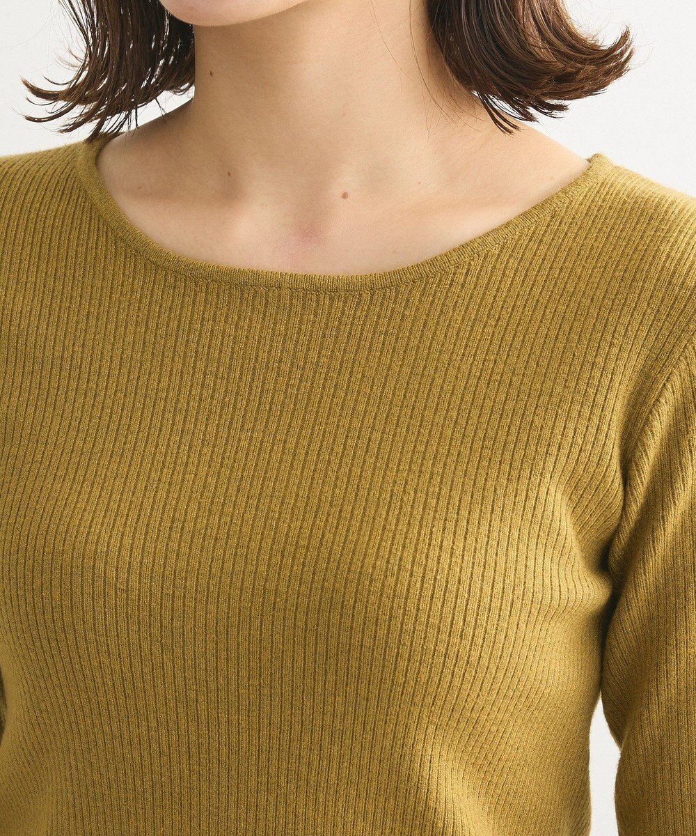 Green Parks もちっと袖配色ボートネックニットプルオーハ 