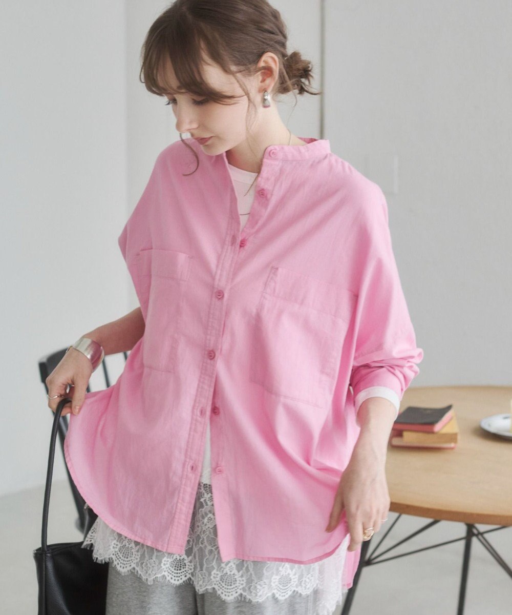 WEGO 着丈が選べる オーバーサイズ バンドカラー シャツ / ストライプ / 無地 