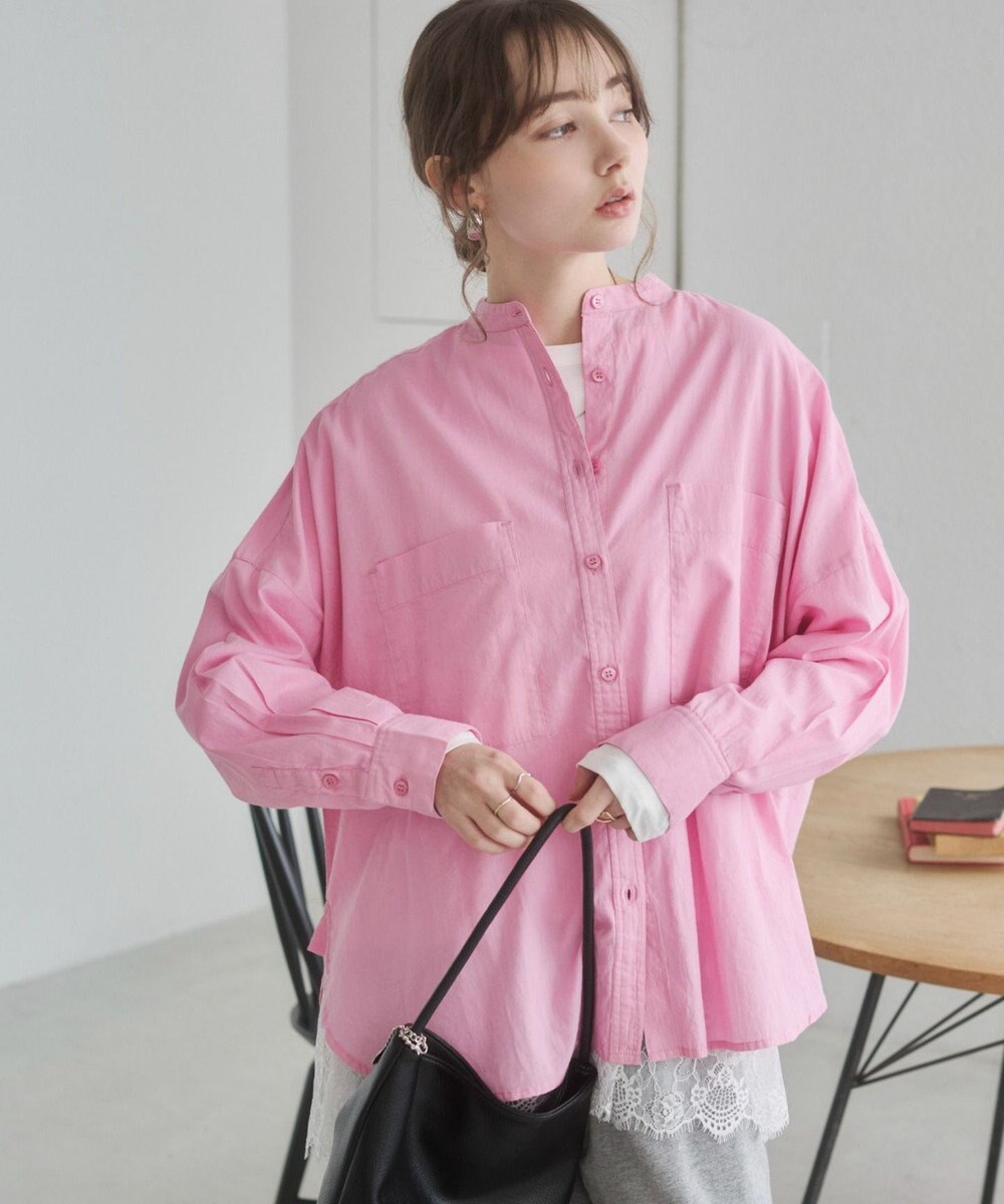 WEGO 着丈が選べる オーバーサイズ バンドカラー シャツ / ストライプ / 無地 