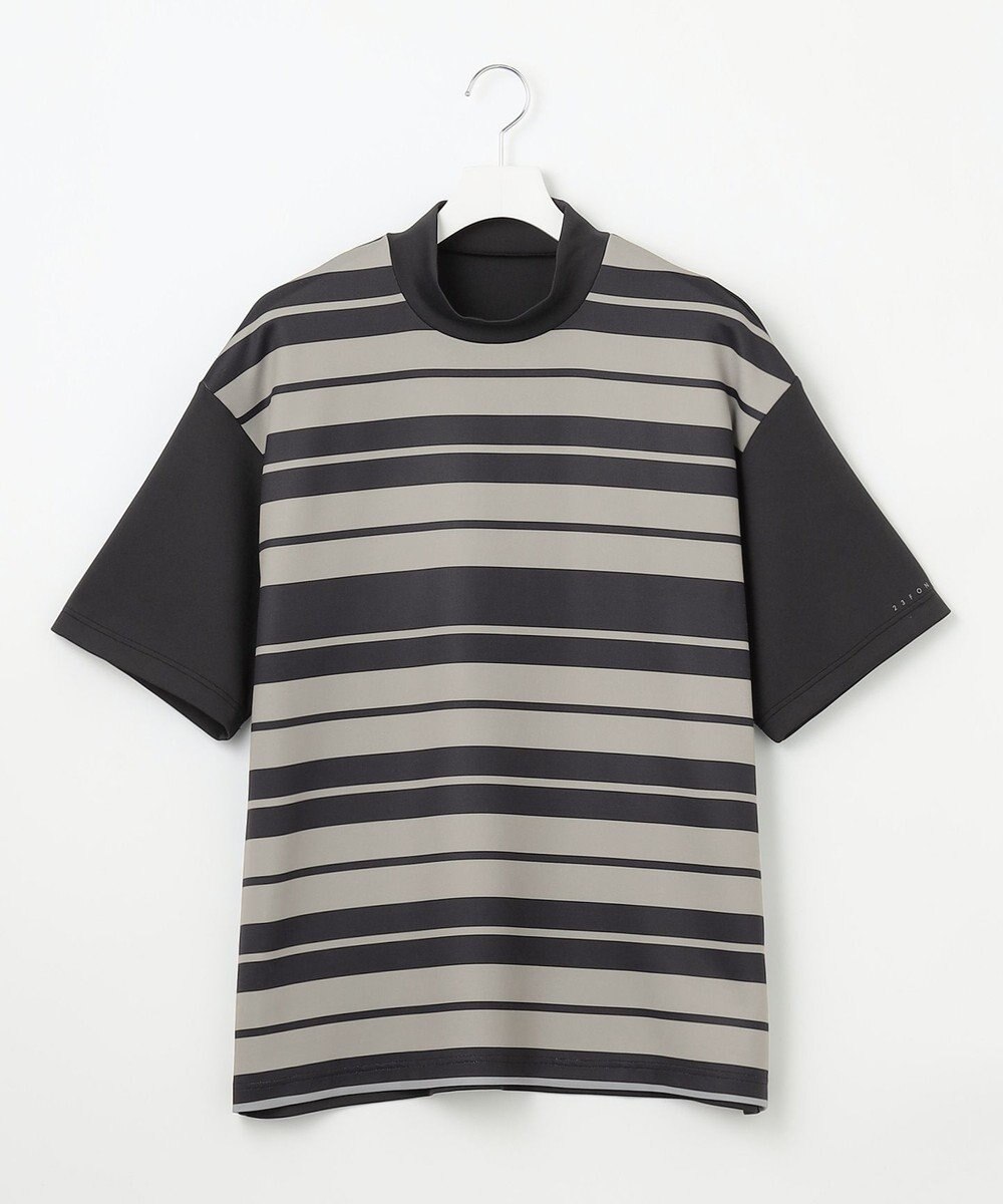 23区GOLF 【23Fondation】【吸水速乾/UVケア】ボーダー モックネック 