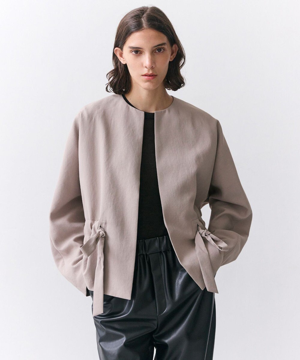 BEIGE， PORDIC / ドロスト付きノーカラージャケット 