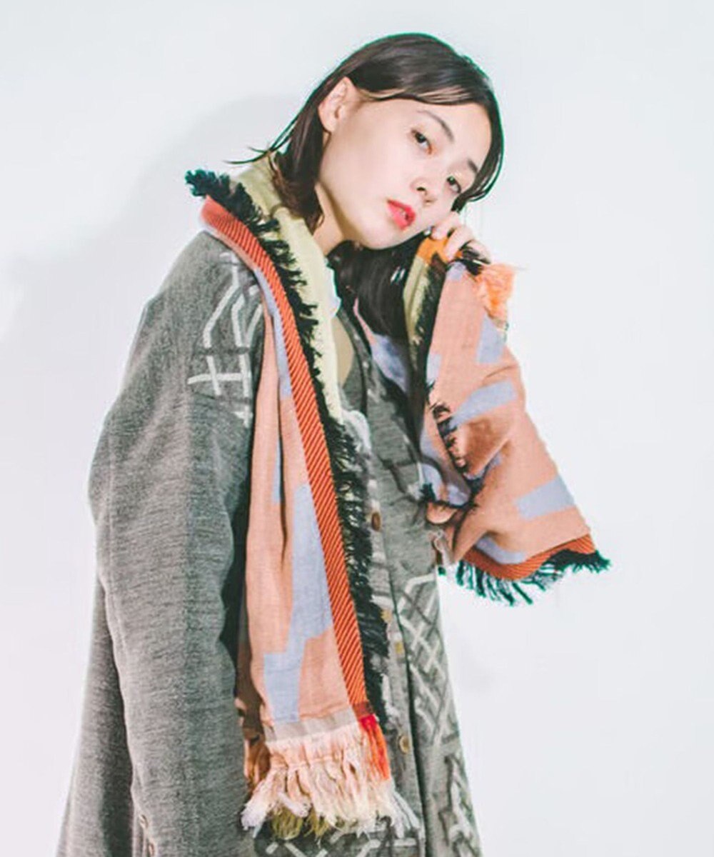 POLS 【やわらかな綿100％/洗える】POINT モヒカンストール 