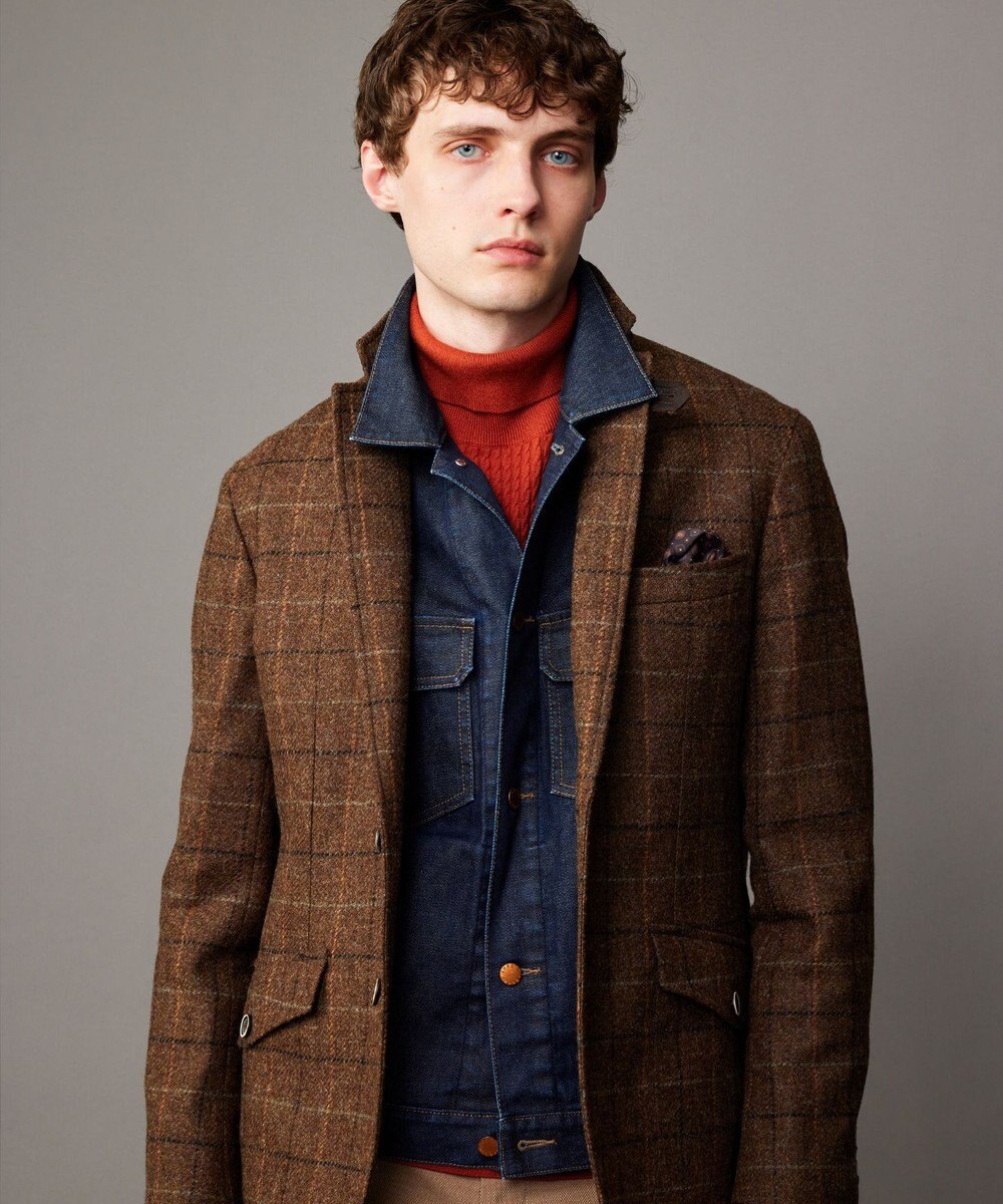 JOSEPH ABBOUD 【軽量/ストレッチ/JAPANファブリック/きれいめ】コーテッドストレッチデニム ジャケット 