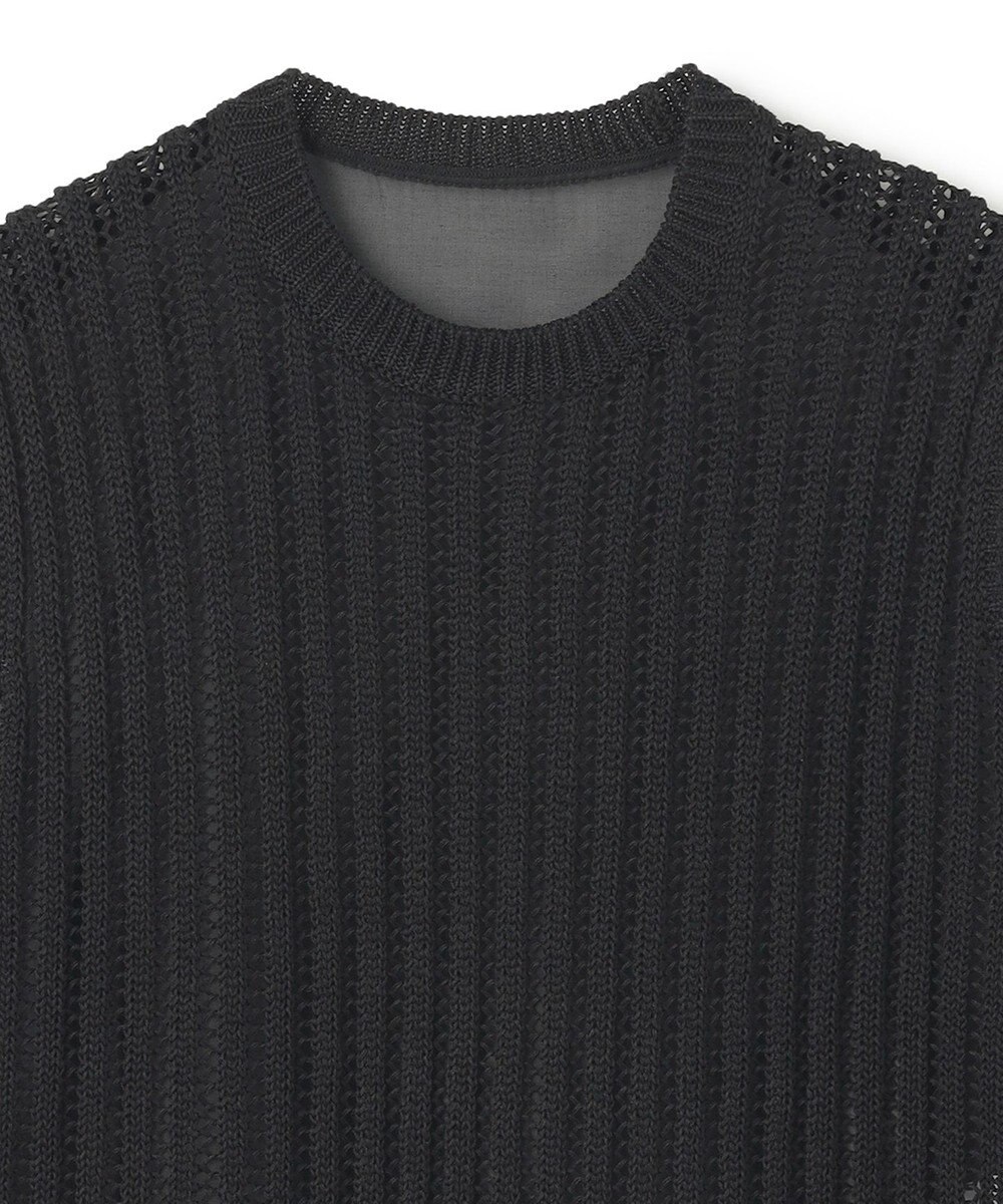 BEIGE， 【洗える】ALOE / コットンメッシュオーガンジーノースリーブニット 