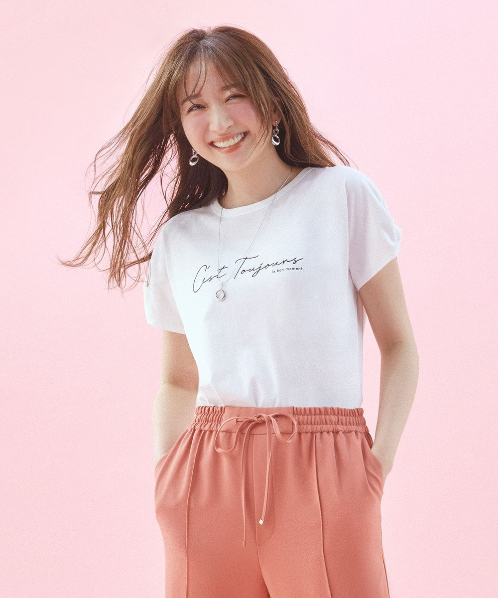 any SiS 【美人百花6月号掲載】フレンチスリーブロゴ Tシャツ オフホワイト
