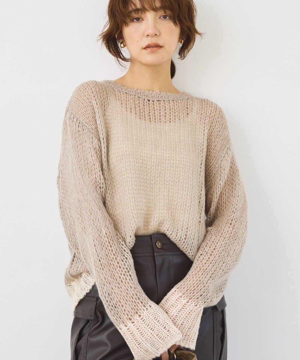 AMERICAN HOLIC モヘアライク配色ニットプルオーバー 