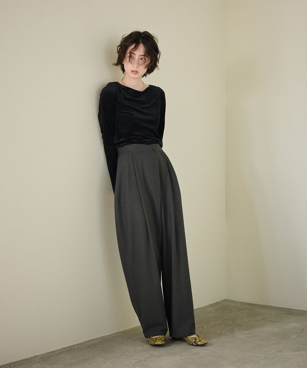 #Newans 【洗える】スラントフロントコクーンパンツ 